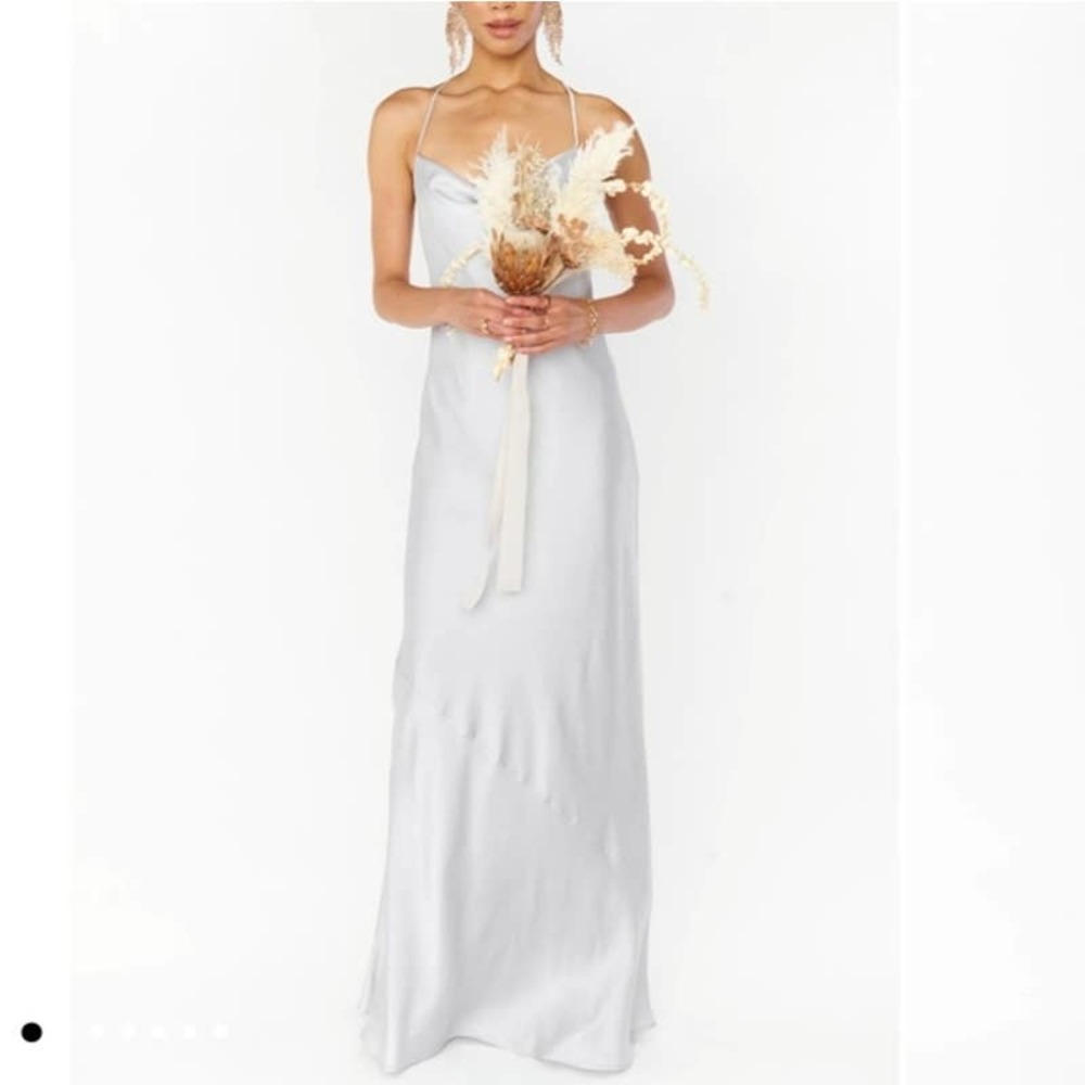 NWT Show Me Your Mumu Tuscany Maxi Slip Dress Silver Luxe Satin M